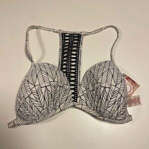 OP Black and White Patterned Bathing Suit Top